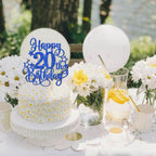 ZHUOWEISM Happy 20th Birthday Cake Topper – Blue Glitter, Pre-assembled, 5.3x9.6 in