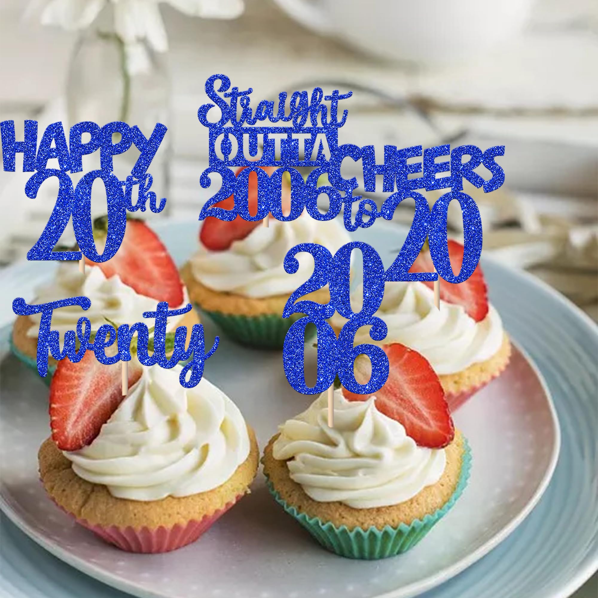 ZHUOWEISM 30pcs 20th Birthday Cupcake Toppers Glitter Blue – Straight Outta 2006