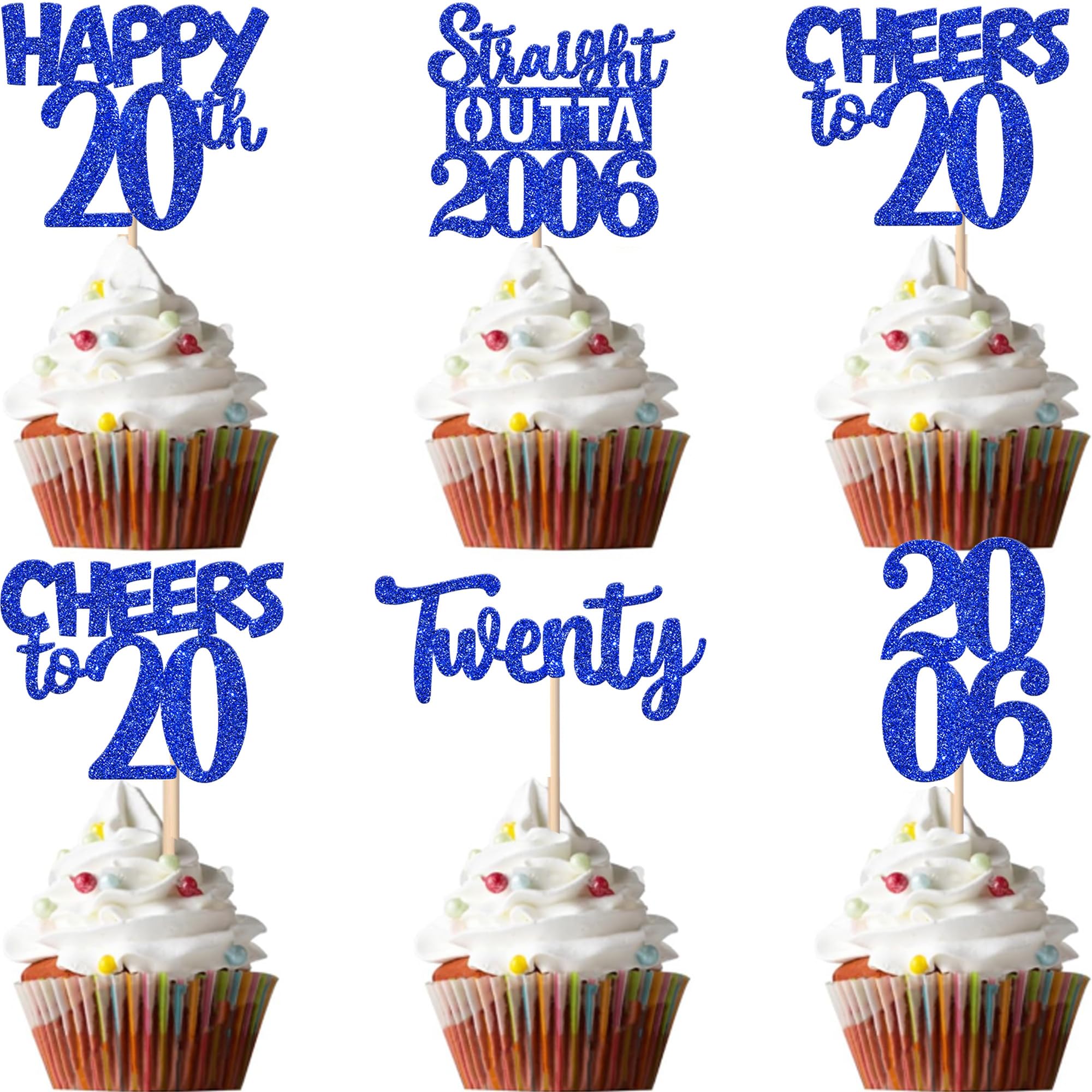 ZHUOWEISM 30pcs 20th Birthday Cupcake Toppers Glitter Blue – Straight Outta 2006