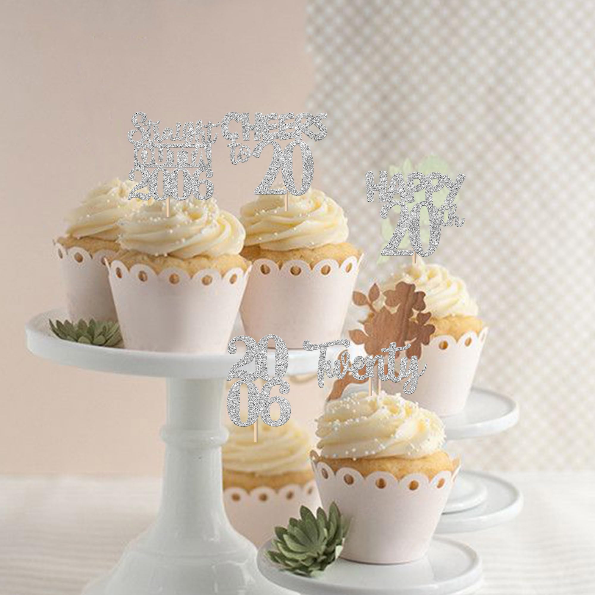 ZHUOWEISM 30pcs Glitter Cupcake Toppers – Straight Outta 2006, Cheers to 20 Years