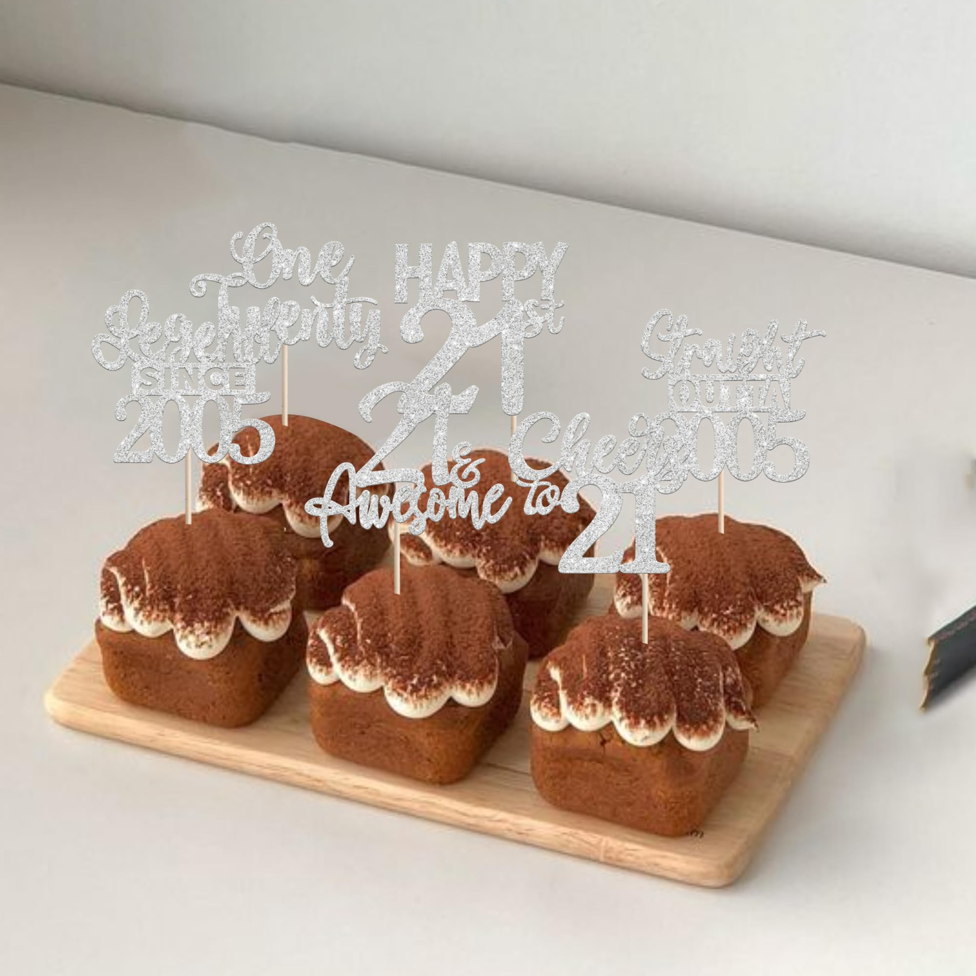 ZHUOWEISM 24Pcs Silver 21st Birthday Cupcake Toppers – Straight Outta 2005