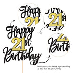 ZHUOWEISM 1 PCS Happy 21st Birthday Cake Topper – Black Gold Glitter, Cheers to 21 Years