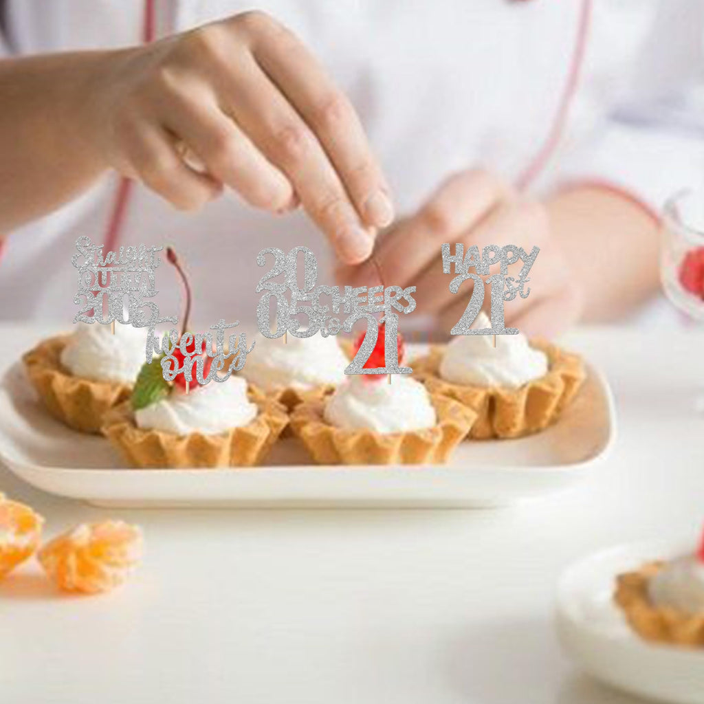 ZHUOWEISM 30Pcs 21st Birthday Cupcake Toppers Glitter – Straight Outta 2005 Party Decor