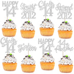 ZHUOWEISM 24Pcs Silver Happy 14th Birthday Cupcake Toppers | Straight Outta 2012