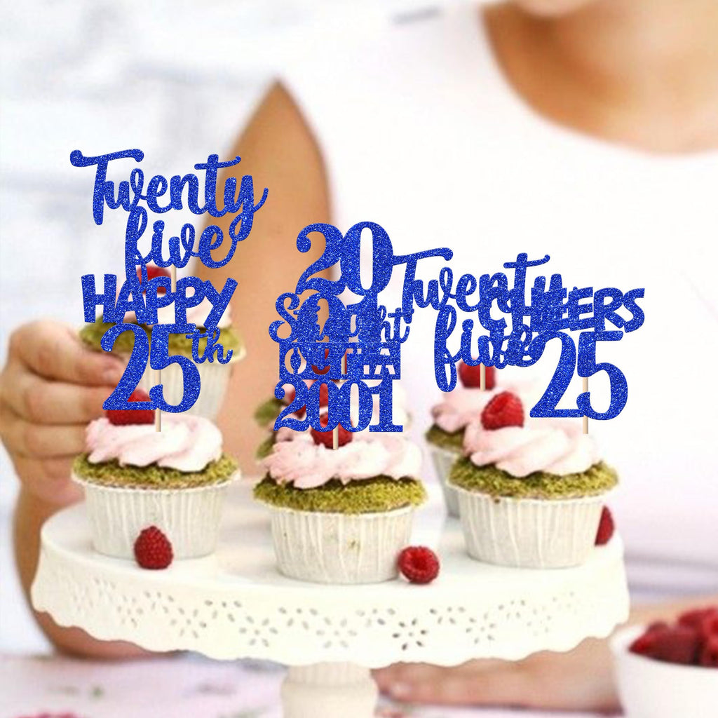ZHUOWEISM 30Pcs 25th Birthday Cupcake Toppers Glitter – Straight Outta 2001 Party Decorations