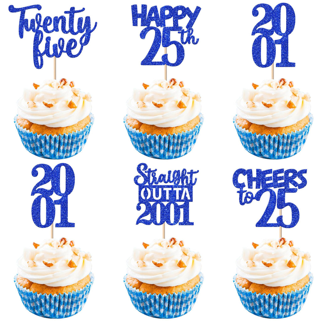 ZHUOWEISM 30Pcs 25th Birthday Cupcake Toppers Glitter – Straight Outta 2001 Party Decorations