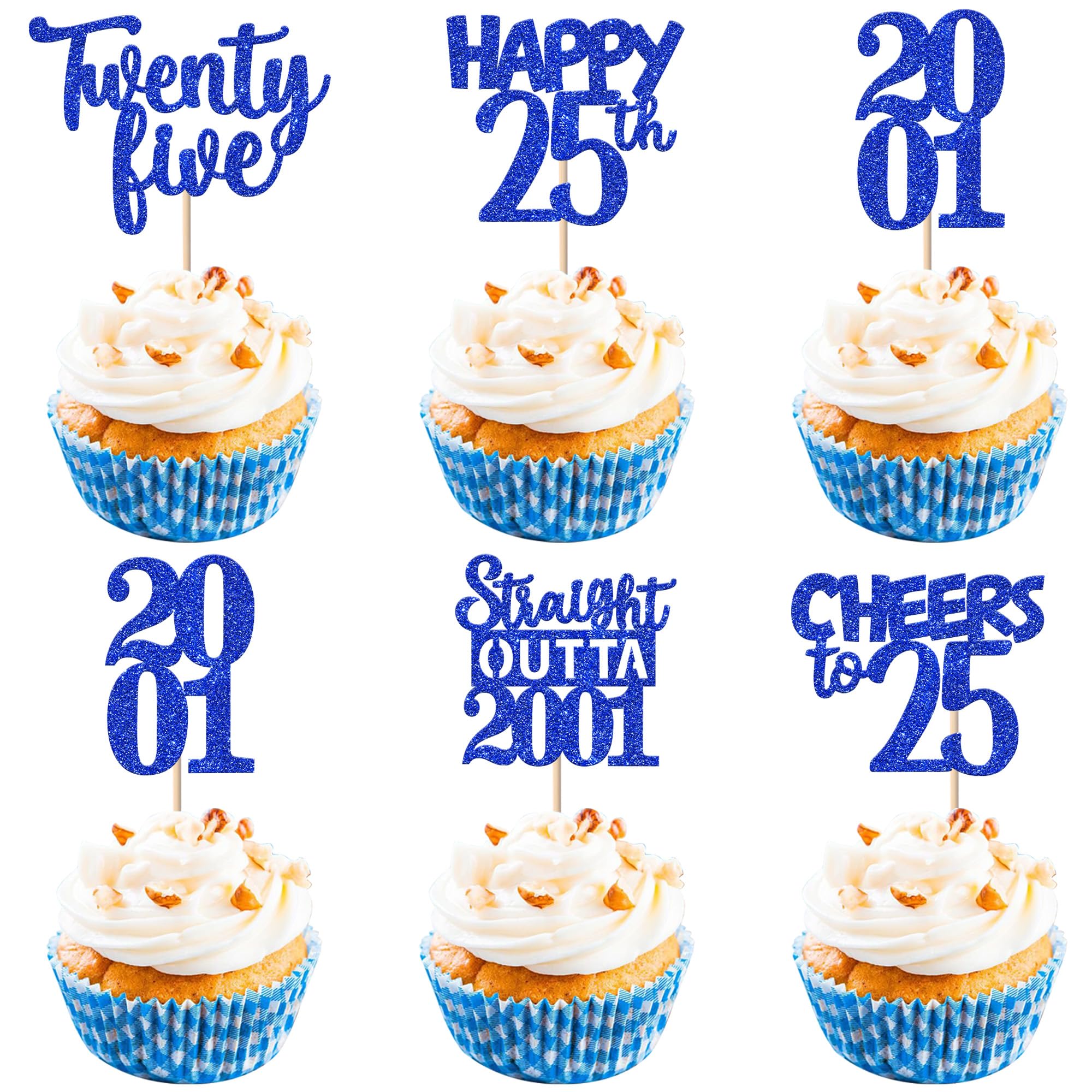 ZHUOWEISM 30Pcs 25th Birthday Cupcake Toppers Glitter – Straight Outta 2001 Party Decorations