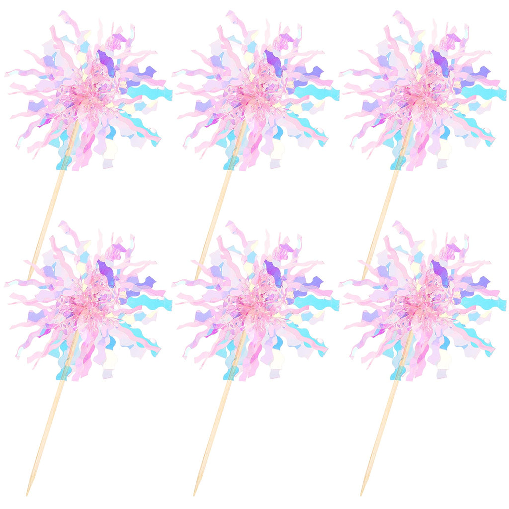ZHUOWEISM 30 Pcs Foil Firework Cupcake Toppers - Pink Sparkle Tinsel Picks for Birthday, Baby Shower, Wedding