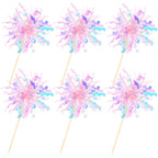 ZHUOWEISM 30 Pcs Foil Firework Cupcake Toppers - Pink Sparkle Tinsel Picks for Birthday, Baby Shower, Wedding