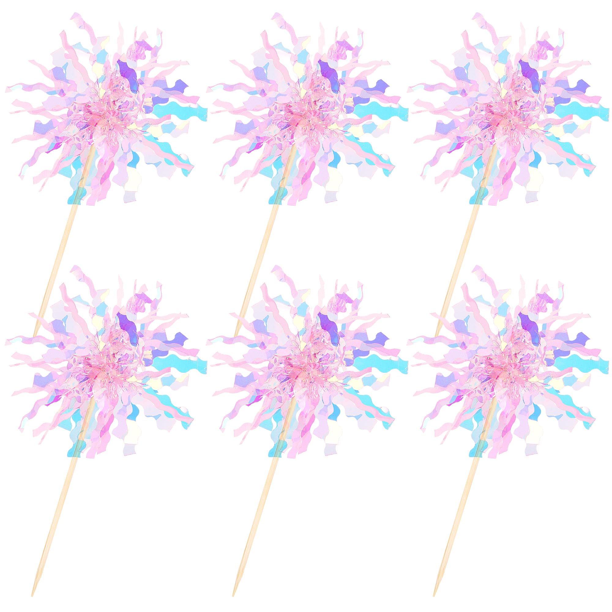 ZHUOWEISM 30 Pcs Foil Firework Cupcake Toppers - Pink Sparkle Tinsel Picks for Birthday, Baby Shower, Wedding