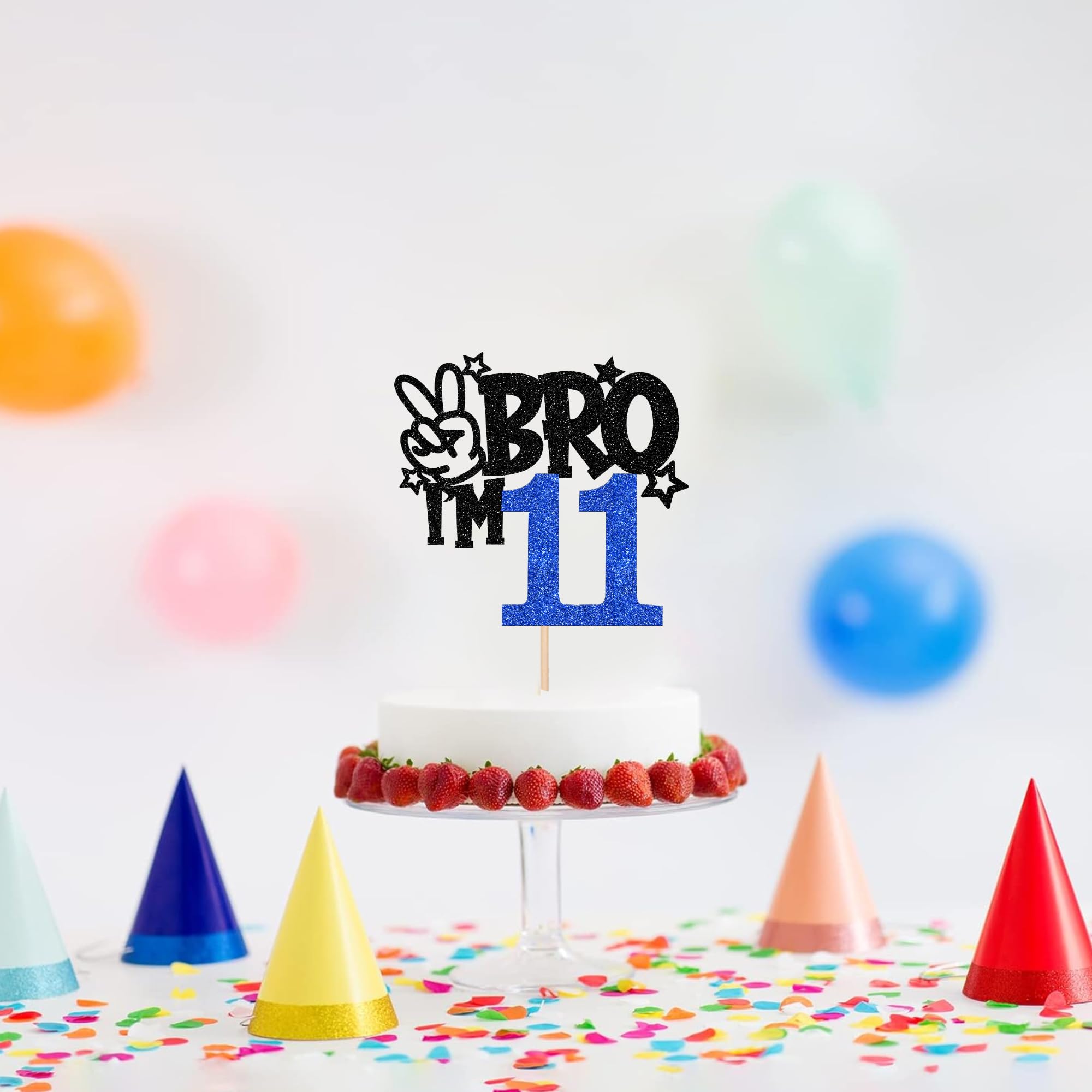 ZHUOWEISM Brother I'm 11 Cake Topper – Glitter Star, It's My 11th Birthday Decoration