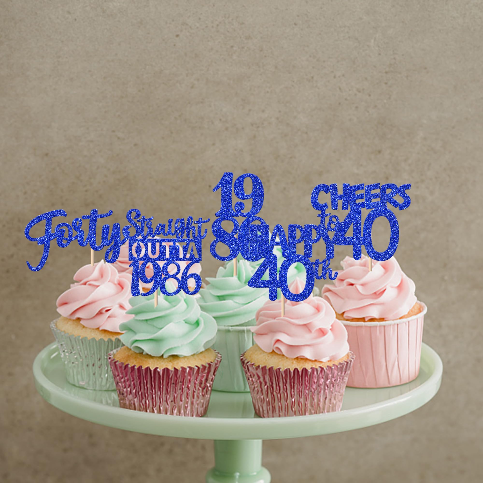 ZHUOWEISM 30Pcs 40th Birthday Cupcake Toppers Glitter – Straight Outta 1985 (Blue)