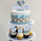 ZHUOWEISM 36Pcs Blue Elephant Cupcake Toppers – Baby Shower & Elephant Theme Party Picks