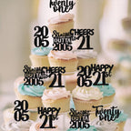 ZHUOWEISM 30Pcs Black 21st Birthday Cupcake Toppers Glitter – Straight Outta 2004 Party Picks