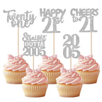 ZHUOWEISM 30Pcs 21st Birthday Cupcake Toppers Glitter – Straight Outta 2005 Party Decor