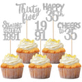 ZHUOWEISM 30 Pcs 35th Birthday Cupcake Toppers Glitter – Straight Outta 1991 Party Picks (Silver)