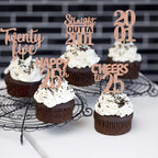 ZHUOWEISM 30Pcs Rose Gold 25th Birthday Cupcake Toppers Glitter – Straight Outta 2001