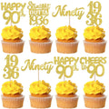 ZHUOWEISM 30Pcs Happy 90th Birthday Cupcake Toppers | Gold Glitter | Straight Outta 1936 - 90 Fabulous Cake Decorations