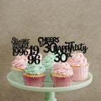 ZHUOWEISM 30Pcs Black Glitter Cupcake Toppers – Straight Outta 1996, 30th Birthday & Anniversary Decor