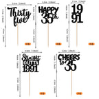 ZHUOWEISM 30Pcs Black Glitter Cupcake Toppers | Straight Outta 1991 35th Birthday Party Decorations