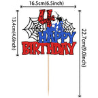 ZHUOWEISM 1 PCS Happy 4th Birthday Cake Topper Glitter Spider Web – Party Decorations