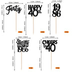 ZHUOWEISM 30pcs Black Glitter Cupcake Toppers - Straight Outta 1986 for 40th Birthday & Anniversary