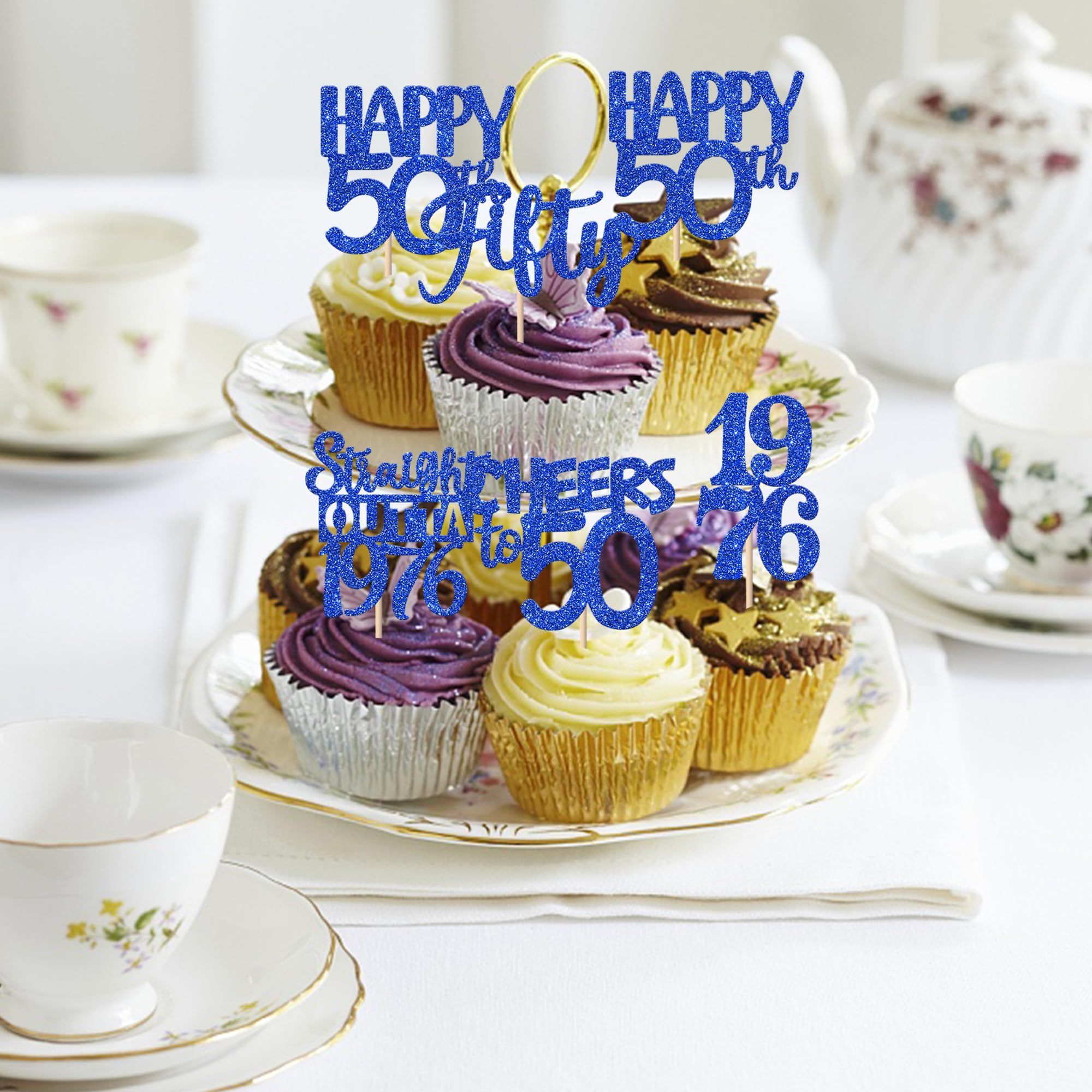 ZHUOWEISM 30 PCS Glitter 50th Birthday Cupcake Toppers – Straight Outta 1976