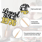 ZHUOWEISM Legend Since 1976 Cake Topper – Black Gold Glitter Fifty 50th Birthday Decoration