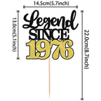 ZHUOWEISM Legend Since 1976 Cake Topper – Black Gold Glitter Fifty 50th Birthday Decoration