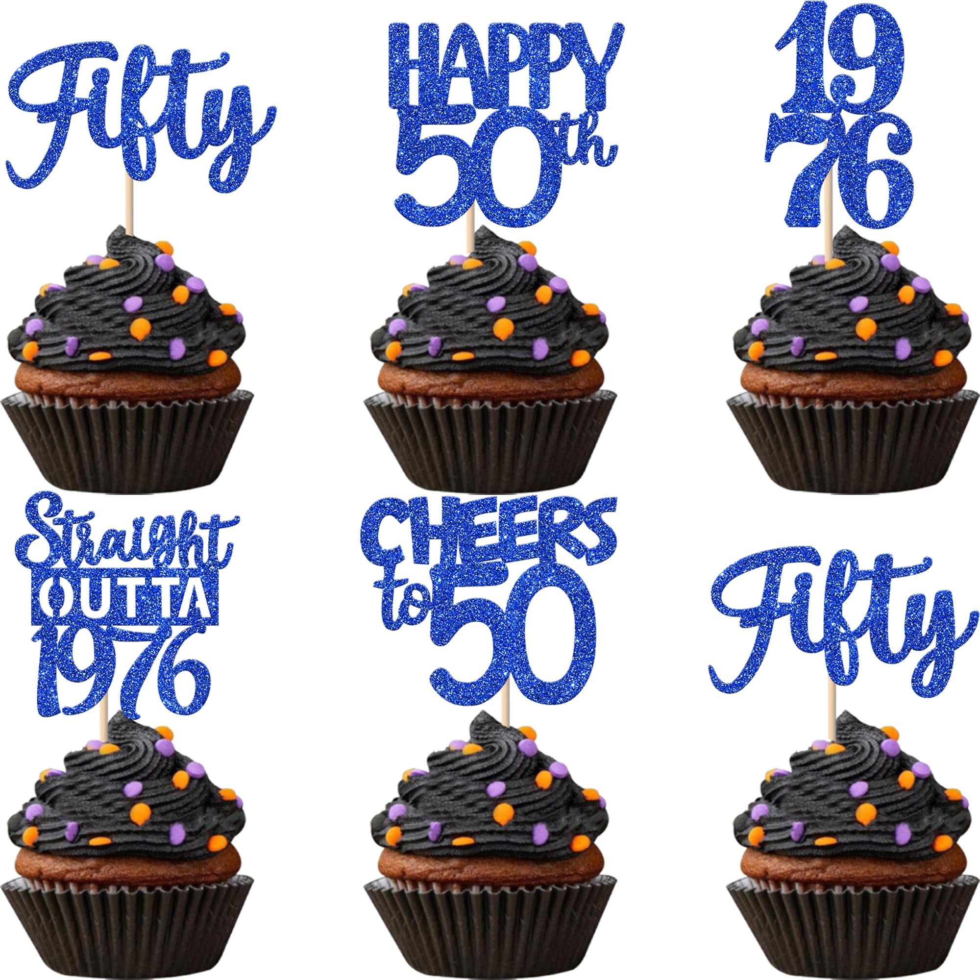 ZHUOWEISM 30 PCS Glitter 50th Birthday Cupcake Toppers – Straight Outta 1976