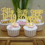 ZHUOWEISM 30Pcs Straight Outta 1971 Cupcake Toppers | Gold Glitter 55th Birthday Party Decorations