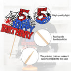 ZHUOWEISM Glitter Spider Web Cake Topper – 5th Birthday, 1 Pack