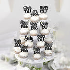 ZHUOWEISM 24Pcs Black 60th Birthday Cupcake Toppers - Straight Outta 1966