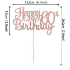 ZHUOWEISM 1 PC Happy 60th Birthday Cake Topper - Glitter Rose Gold