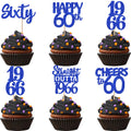 ZHUOWEISM 30 PCS 60th Birthday Cupcake Toppers – Glitter Straight Outta 1966, Blue