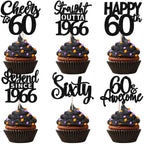 ZHUOWEISM 24Pcs Black 60th Birthday Cupcake Toppers - Straight Outta 1966