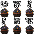 ZHUOWEISM 30PCS Black Glitter 65th Birthday Cupcake Toppers | Straight Outta 1961