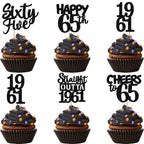 ZHUOWEISM 30PCS Black Glitter 65th Birthday Cupcake Toppers | Straight Outta 1961