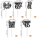 ZHUOWEISM 30PCS Black Glitter 65th Birthday Cupcake Toppers | Straight Outta 1961