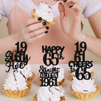 ZHUOWEISM 30PCS Black Glitter 65th Birthday Cupcake Toppers | Straight Outta 1961