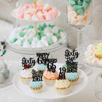 ZHUOWEISM 30PCS Black Glitter 65th Birthday Cupcake Toppers | Straight Outta 1961
