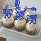 ZHUOWEISM 30 PCS 70th Birthday Cupcake Toppers Glitter – Straight Outta 1956 – Blue