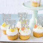 ZHUOWEISM 30 Pcs 70th Birthday Cupcake Toppers – Glitter Seventy Straight Outta 1956 Party Picks