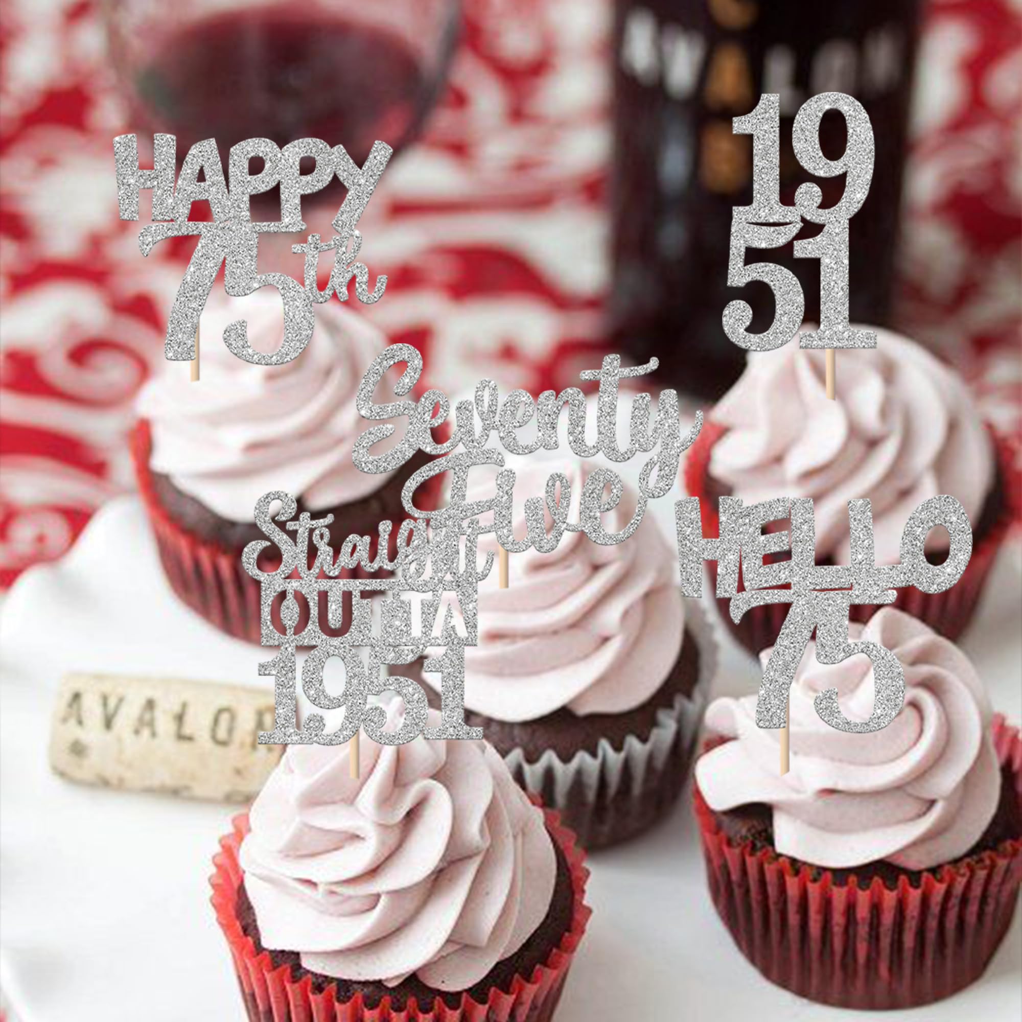 ZHUOWEISM 30 Pcs 75th Birthday Cupcake Toppers Glitter | Straight Outta 1951 Party Picks