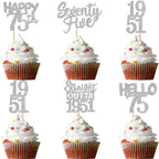 ZHUOWEISM 30 Pcs 75th Birthday Cupcake Toppers Glitter | Straight Outta 1951 Party Picks