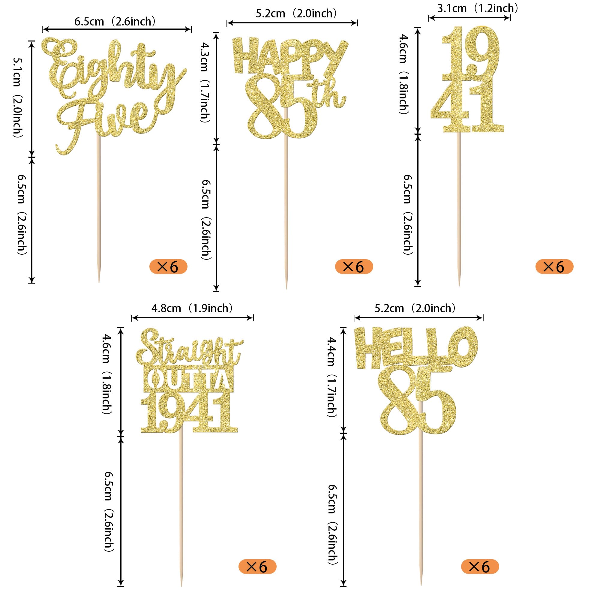 ZHUOWEISM 30Pcs Straight Outta 1941 Cupcake Toppers – Gold Glitter 85th Birthday Picks