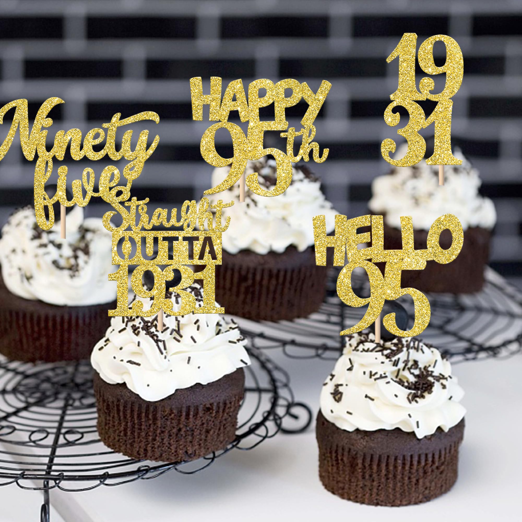 ZHUOWEISM 30PCS Straight Outta 1930 Cupcake Toppers - Gold Glitter for 95th Birthday Party