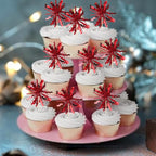 ZHUOWEISM 30 PCS Foil Firework Cupcake Toppers – Sparkle Tinsel Picks for Birthday Parties & Celebrations