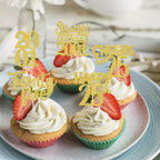 ZHUOWEISM 30Pcs Straight Outta 2001 Cupcake Toppers – Gold Glitter for 25th Birthday & Anniversary