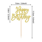 ZHUOWEISM 24 Pcs Happy Birthday Cupcake Toppers Glitter Picks, Gold — Anniversary & Party Cake Decorations